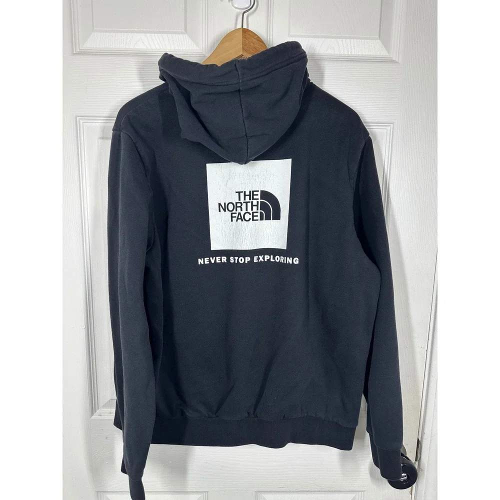 The North Face Hoodie Mens Large Black Circular Design Never Stop Exploring Logo